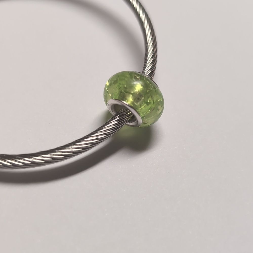 Green "Crushed Glass" Charm‎ for Pandora Style Bracelet - Picture 4 of 4